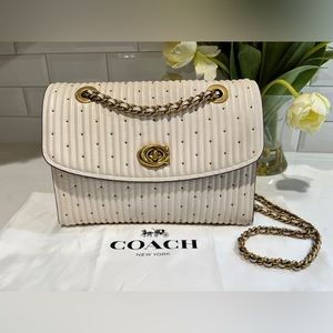 Coach Parker Shoulder Bag with Rivets Crossbody Chalk Color
